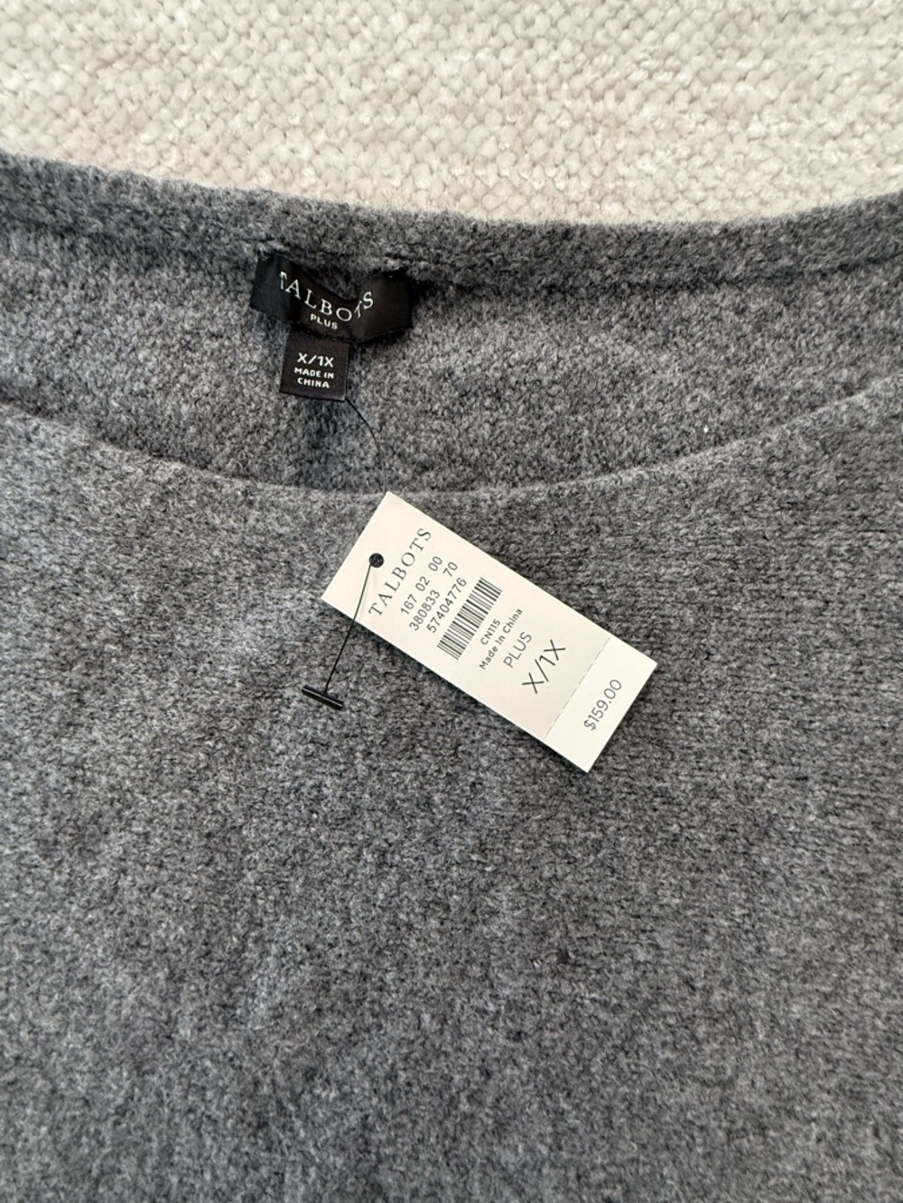 NWT Talbots Plus Heather Grey Rhinestone‎ Embellished Shawl Wrap Size X/1X - Picture 2 of 5